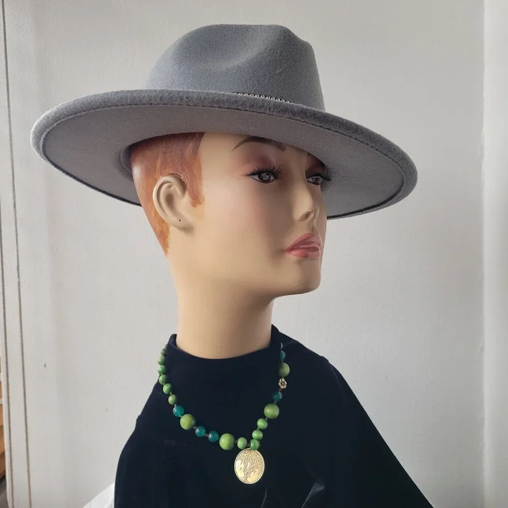 Lisianthus Women's Wide Width Brim Gray Fall/Winter Stylist Hat